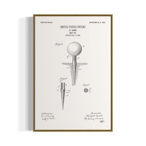 1899 Golf Tee Patent Art Print | Printable Wall Art | Black and White Digital Download