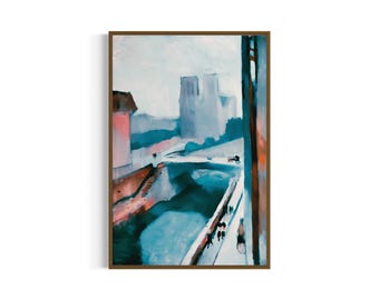 Aquarelle abstraite évocatrice | impression d'art vintage Paris Riverside | Art mural imprimable | Téléchargement numérique