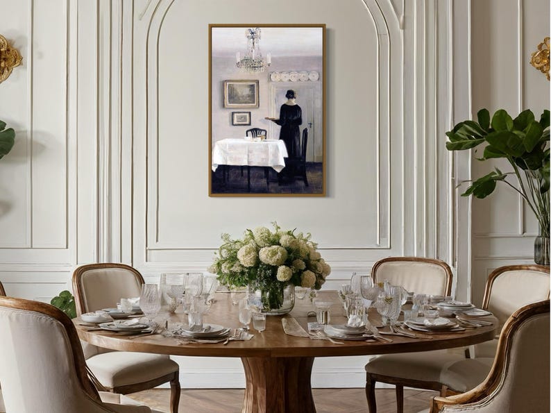 Elegant Vintage Dining Room Portrait Minimalist Printable Wall Art