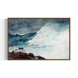 Crashing Ocean Waves Vintage Art Print | Printable Wall Art | Digital Download