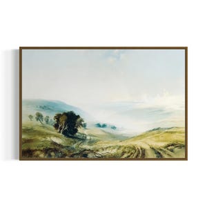 Gentle Rolling Hills Landscape Printable Wall Art | Vintage Watercolor | Digital Download