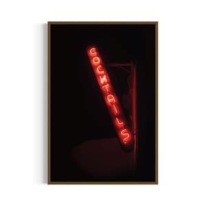 Vintage Cocktails Neon Sign Photo | Printable Wall Art | Digital Download