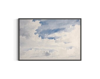 Vintage Cloud Study Watercolor Art Print (Digital Download)