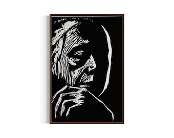 Monochrome Woman Art Print: Abstract Silhouette, Modern Wall Decor (Digital Download)