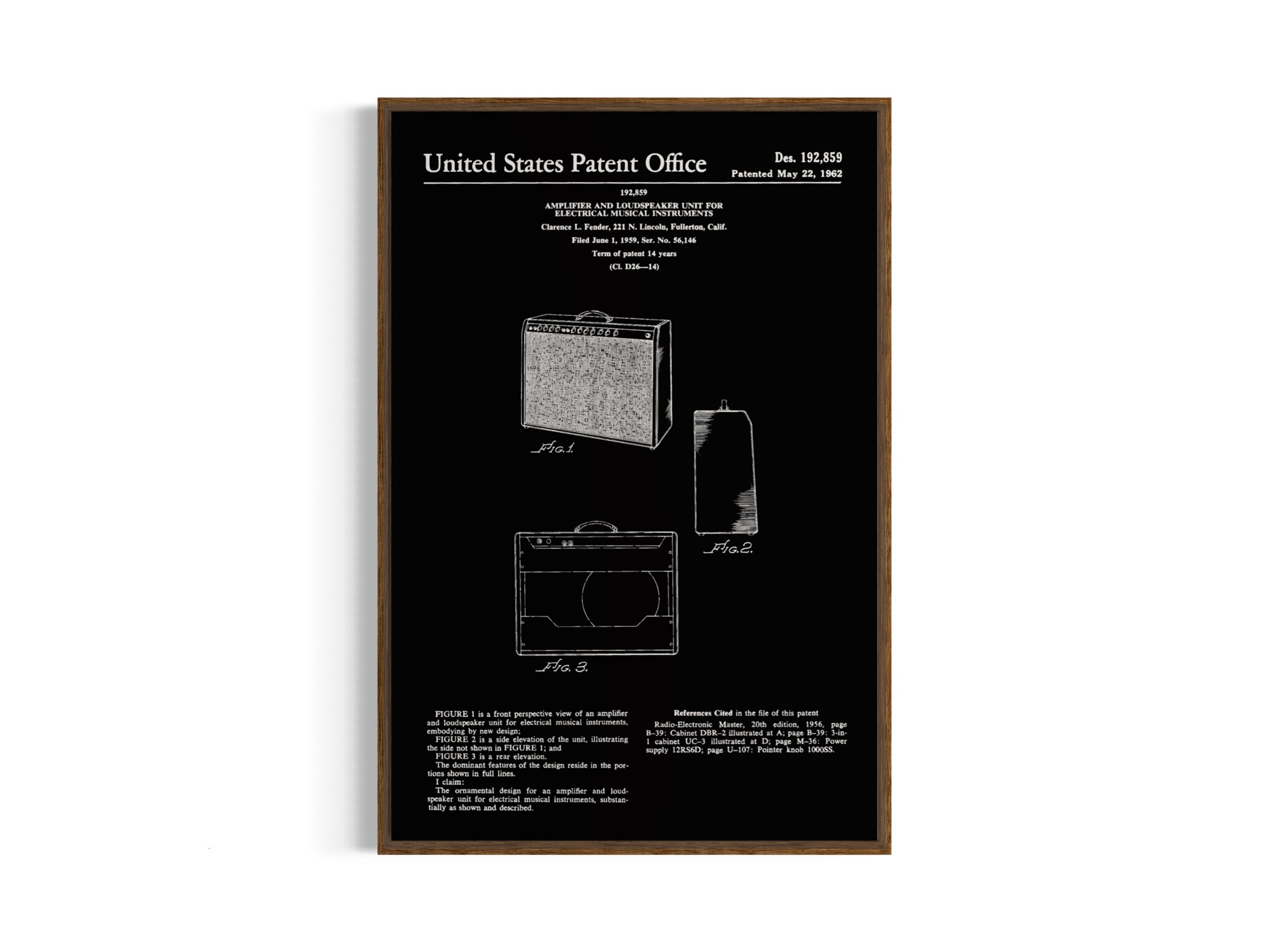 Guitar Amplifier Patent Art Print - 1962 Vintage Design
