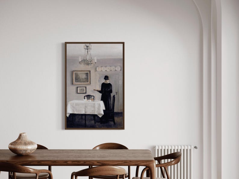 Elegant Vintage Dining Room Portrait Minimalist Printable Wall Art