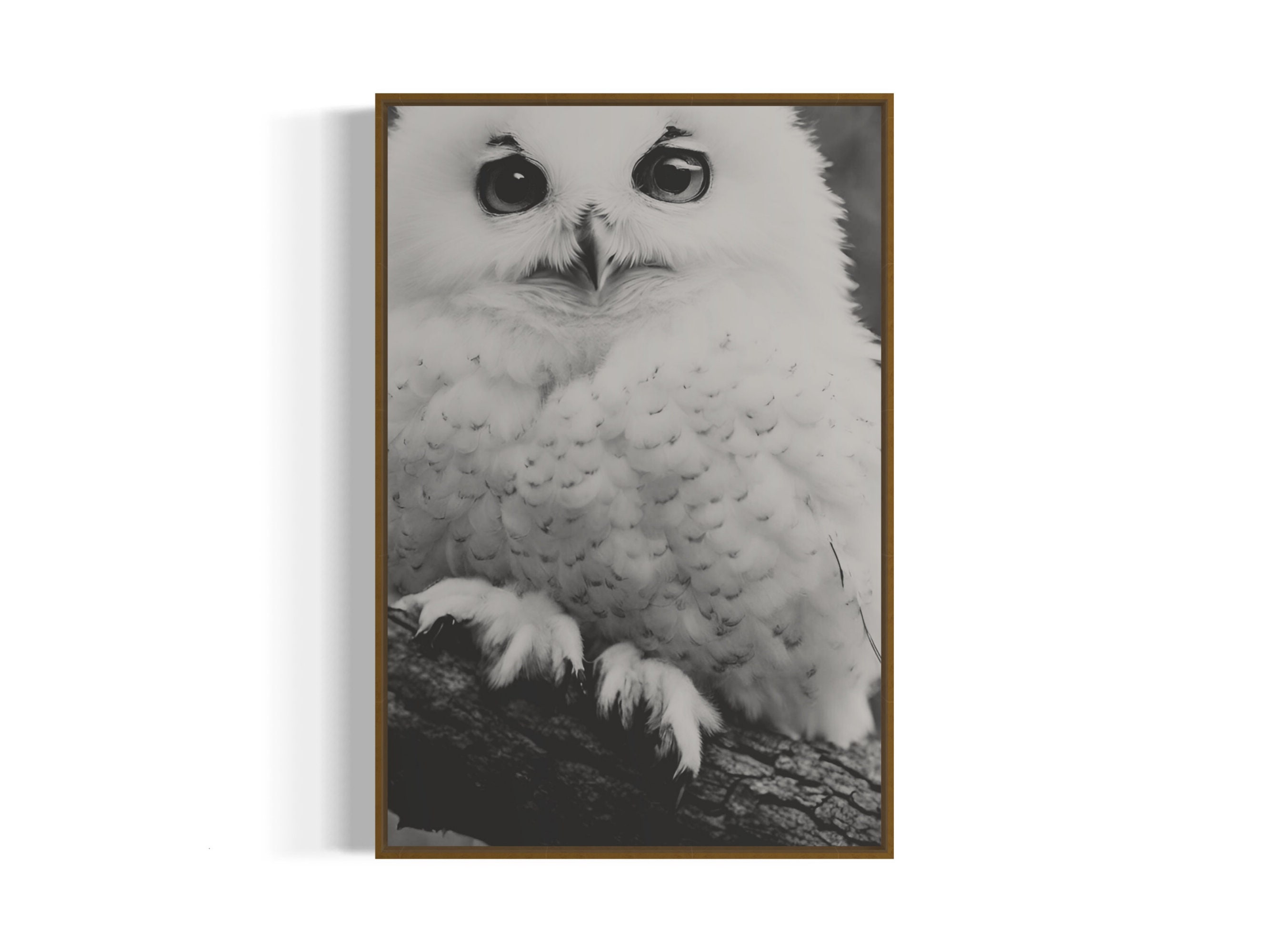Snowy Owl Portrait Art Print | Printable Black and White Wall Art ...