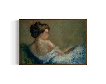 Ritratto vintage di donna sdraiata / Stampa artistica impressionista / Arte murale stampabile / Download digitale