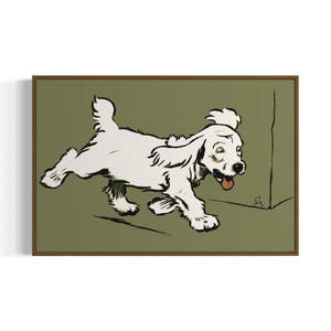 Stampa artistica di schizzo di cucciolo stravagante d'epoca / Arte murale stampabile / Download digitale