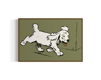 Impresión artística vintage de un cachorro caprichoso / Arte mural imprimible / Descarga digital