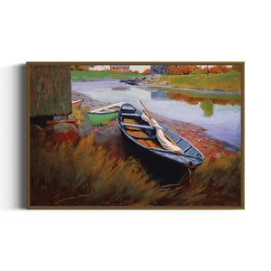 Colorful Boats Resting on the Shore | Vintage Art Print (1895) | Printable Wall Art | Digital Download