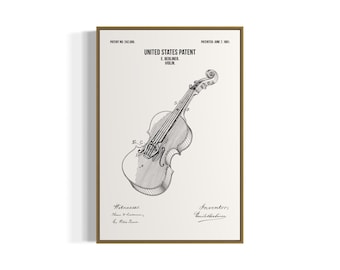 Impresión artística de violín: instrumento de cuerda antiguo para decoración de pared (descarga digital)