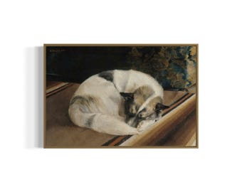 Porträtt av sovande hund | Vintagemålning | Utskrivbar väggkonst | Digital nedladdning