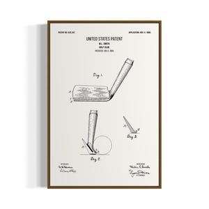 1899 Golf Club Head Patent Art Print | Printable Wall Art | Black and White Digital Download