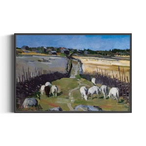 Landscape with Sheep Vintage Art Print | Printable Wall Art | Digital Download