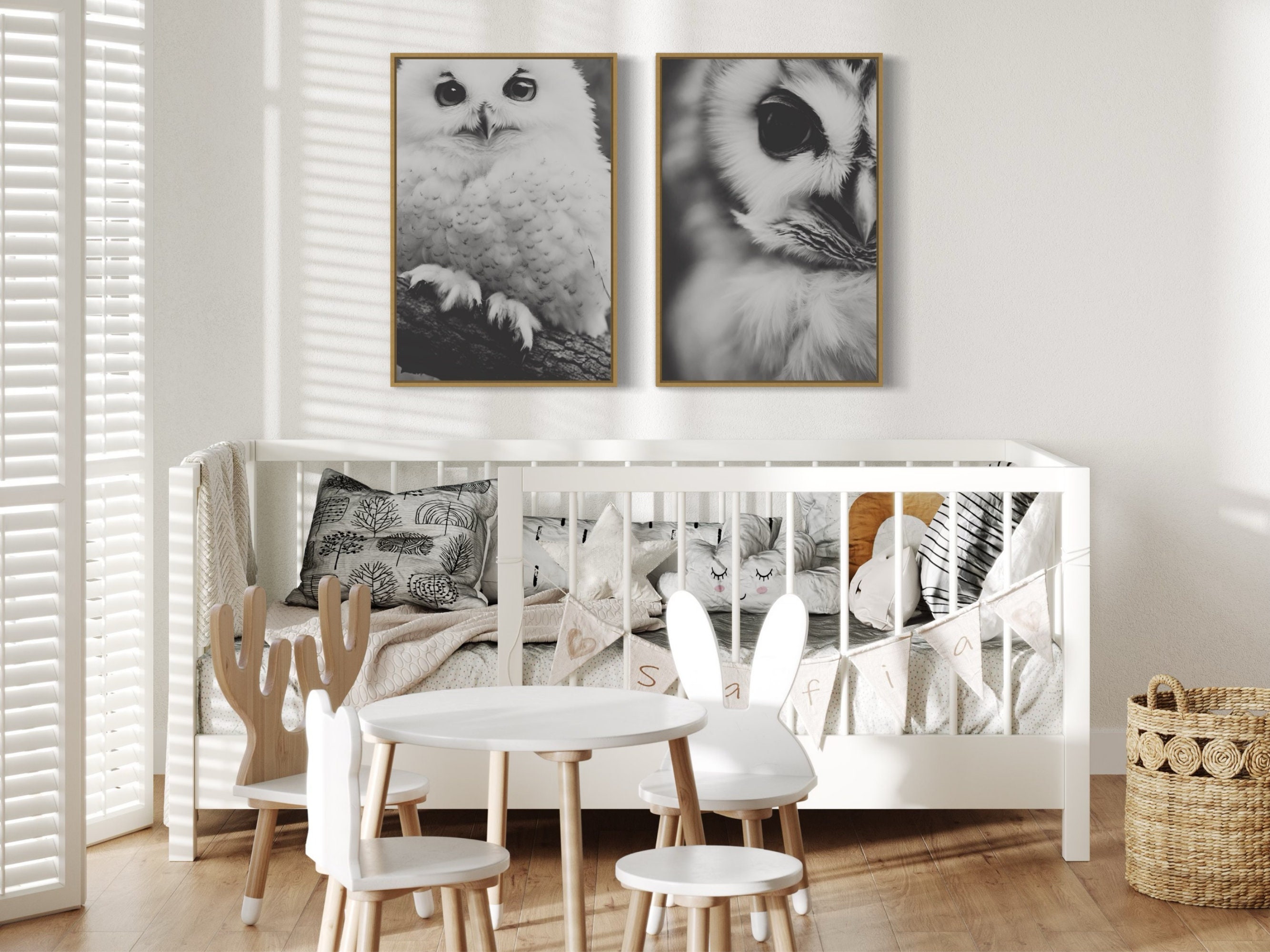 Snowy Owl Portrait Art Print | Printable Black and White Wall Art ...