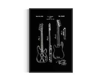 Impression d'art brevetée de guitare Fender | Conception vintage de 1953 | Art mural imprimable | Téléchargement numérique