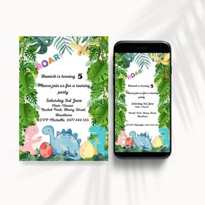 Dinosaur Child Birthday Invitation Template, Dinosaur Kid Birthday Party Invite, Child birthday party, Editable Invitation, boy party invite