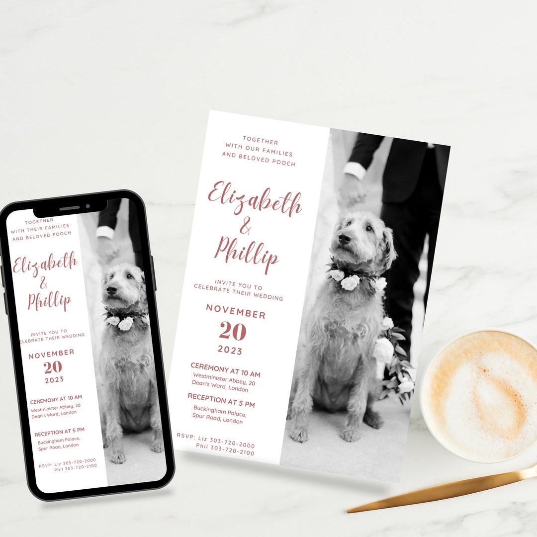 Pet Theme Wedding Invitation Template, Digital E-vite, Pet Dog Wedding ...