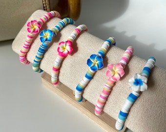 Beachy flower clay bead bracelet | preppy jewellery | handmade beaded jewellery | holiday jewellery | gift for her | clay bead bracelet