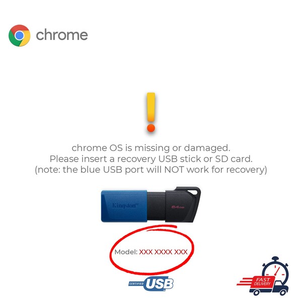 Chromebook-Wiederherstellung USB | Fehlendes und beschädigtes Chrome OS beheben | Chrome OS wiederherstellen | Installationsprogramm für 64-GB-Flash-Laufwerke