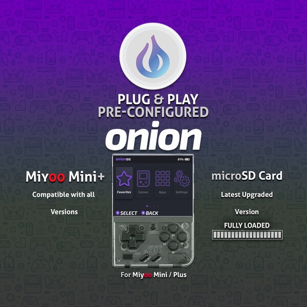 Miyoo Mini Plus OnionOS v4.3 128GB MicroSD-Karte Upgrade Plug & Play