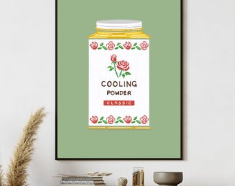 Thai Cooling Powder Print, Retro Prickly Heat Tin, Thailand Souvenir, Bathroom Decor, Vintage Asian Art, Digital Download