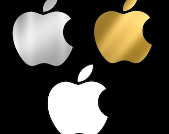 Apple-logosticker voor mobiel, telefoon (compatibel voor alle Androids en iPhones) Vinyl zilver, gouden, witte combinatie