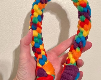 Rainbow Print Fleece Tug Rope * 14” knot - knot * Pup Stress Reliever * Best Birthday Gifts