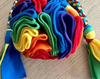 Large Snuffle Ball & Tug Rope Set * Rainbow Colors * Enrichment Activity * Slow Feeder * Birthday Puppy Gift