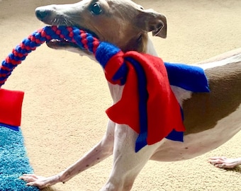 Handmade Fleece Tug Rope * ~15”  in Size from knot to knot * Party Favor Gifts * Color Customized * Soft and Very Durable