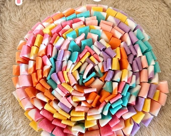 Pastel Rainbow Color Snuffle Mat for dogs, cats and bunnies ~ treat and kibble puzzle ~ great for slow feeding
