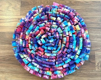 Tie-Dyed Fleece Snuffle Mat for Dogs, Cats, Bunnies, Slow Feeder Puzzle