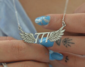 Colar de prata esterlina 925 com asas de anjo 777, joias guardiãs