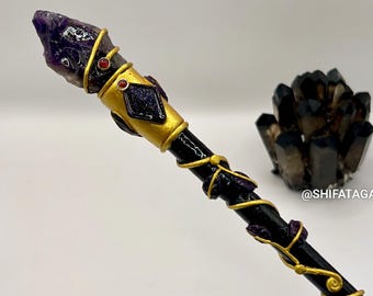 Handmade Amethyst Crystal Wand: Mystical Altar Tool