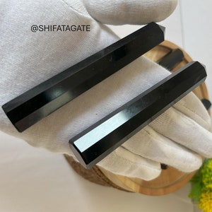 Varita de obelisco de obsidiana negra: Torre de cristal curativo, decoración del hogar