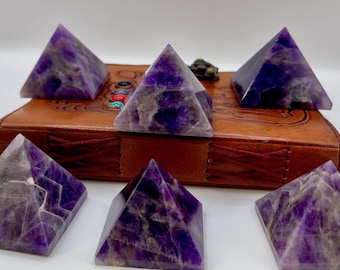 Natural Amethyst Crystal Pyramid for Energy Healing, Meditation & Home Décor