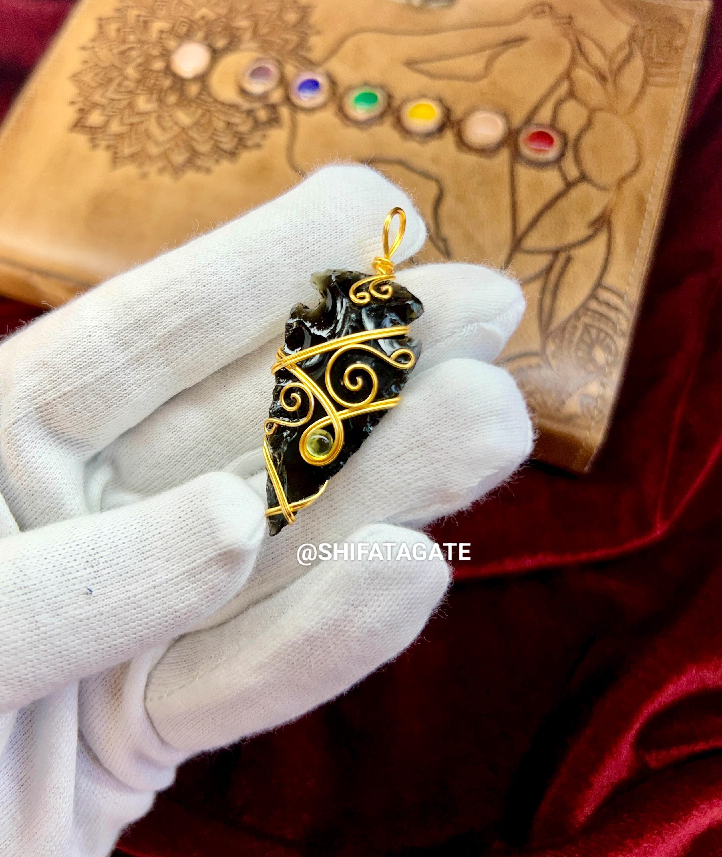 Handcrafted Black Obsidian Pendant: Wire Wrapped Healing Crystal Jewelry