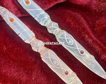 Handcrafted Selenite Wand: Silver & Copper Wire Wrapped Crystal