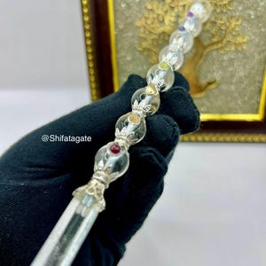 Handmade Clear Quartz Chakra Wand, Sphere Point Crystal Healing Tool image 9