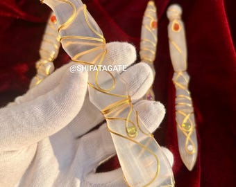 Beautiful Selenite Wire Wrap Wand, Crystal Wand | Wire Wrapped Selenite Wand , Handcrafted Magic Wand , Crystal Gift ,