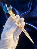 Handcrafted Selenite & Blue Opalite Moon Wand: Wire Wrapped Crystal product logo