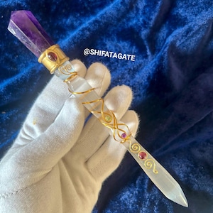 Amethyst & Selenite Crystal Wand | Handcrafted Wire Wrapped Magic Wand | Metaphysical Healing Tool | Unique Crystal Gift