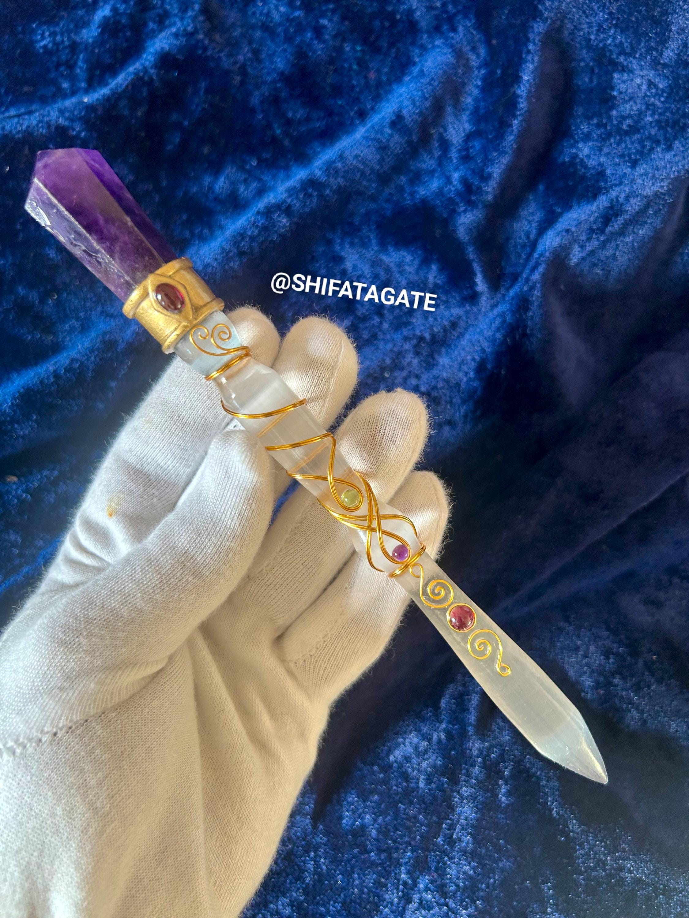 Amethyst & Selenite Crystal Wand | Handcrafted Wire Wrapped Magic Wand | Metaphysical Healing Tool | Unique Crystal Gift