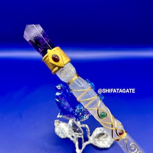Wire Wrapped Amethyst & Selenite Crystal Wand: Metaphysical Healing Tool