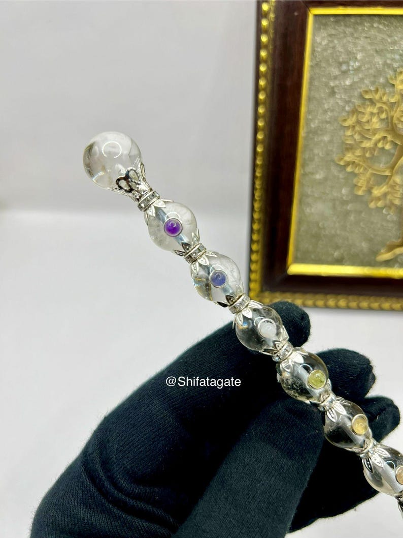 Handmade Clear Quartz Chakra Wand, Sphere Point Crystal Healing Tool image 3