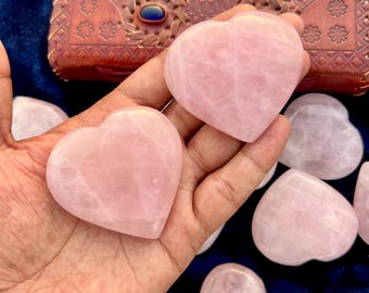 Rose Quartz Crystal Heart: Polished Pink Healing Love Stone