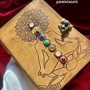 Handmade 7 Chakra Crystal Leather Journal: Spiritual Notebook