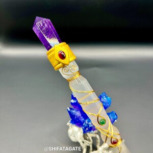 Wire Wrapped Amethyst & Selenite Crystal Wand: Metaphysical Healing Tool