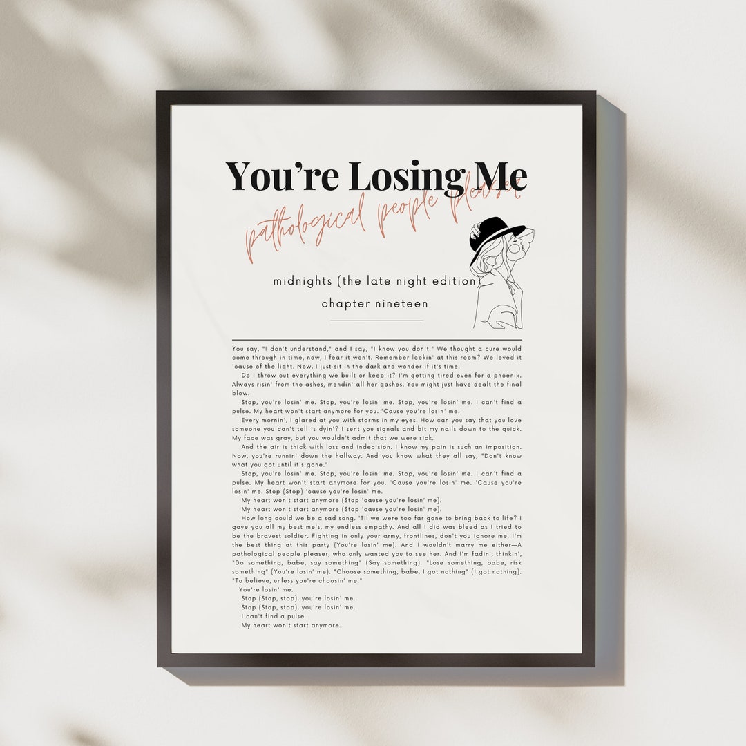 Youre Losing Me Taylor Swift Book Print, Youre Losing Me Taylor Wall